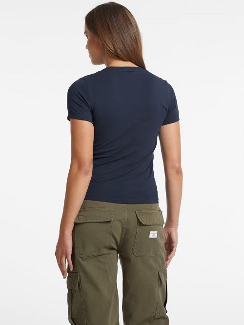 Guess Slim Logo Tee Blauw | GUESS-SN27326