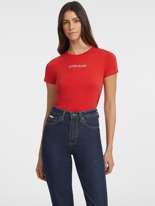 Guess Slim Logo Tee Rood | GUESS-SN27202