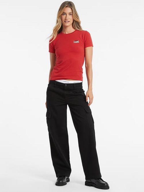 Guess Slim Logo Tee Rood | GUESS-SN27325