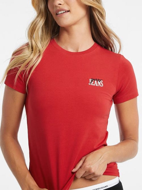 Guess Slim Logo Tee Rood | GUESS-SN27325
