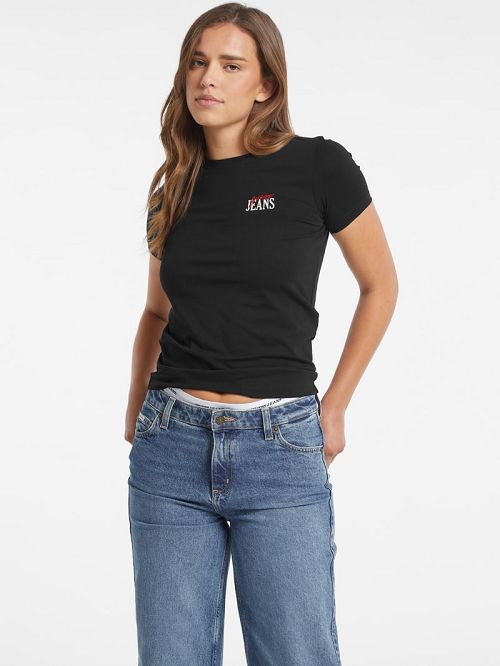Guess Slim Logo Tee Zwart | GUESS-SN27324
