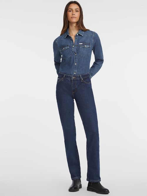 Guess Slim Long-Sleeve Denim Shirt Blauw | GUESS-SN26658