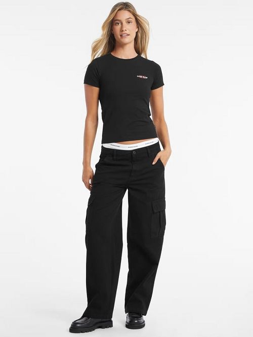 Guess Slim Mini American Tradition Tee Zwart | GUESS-SN27319
