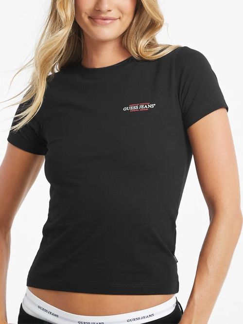Guess Slim Mini American Tradition Tee Zwart | GUESS-SN27319