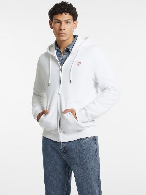 Guess Slim Mini Patch Zip-Up Hoodie Wit | GUESS-SN31484