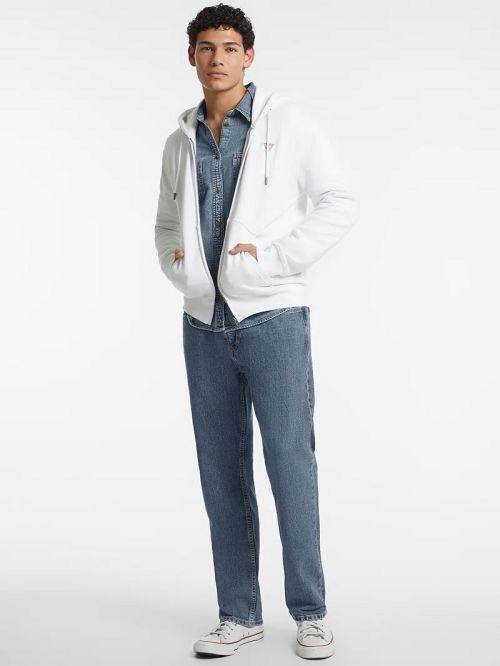 Guess Slim Mini Patch Zip-Up Hoodie Wit | GUESS-SN31484
