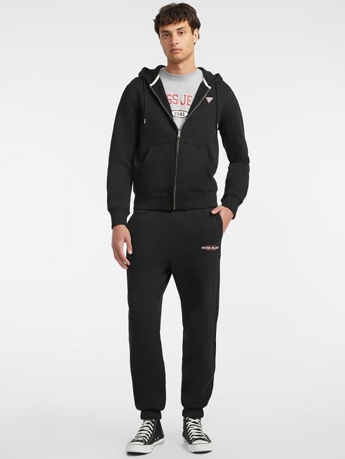 Guess Slim Mini Patch Zip-Up Hoodie Zwart | GUESS-SN31492