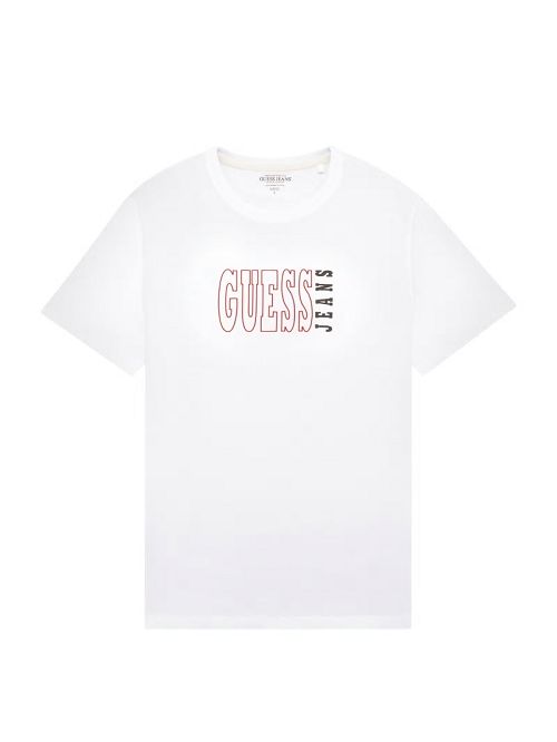 Guess Slim Outlined Logo Tee Wit | GUESS-SN30499