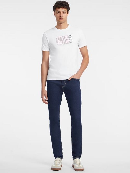 Guess Slim Outlined Logo Tee Wit | GUESS-SN30499