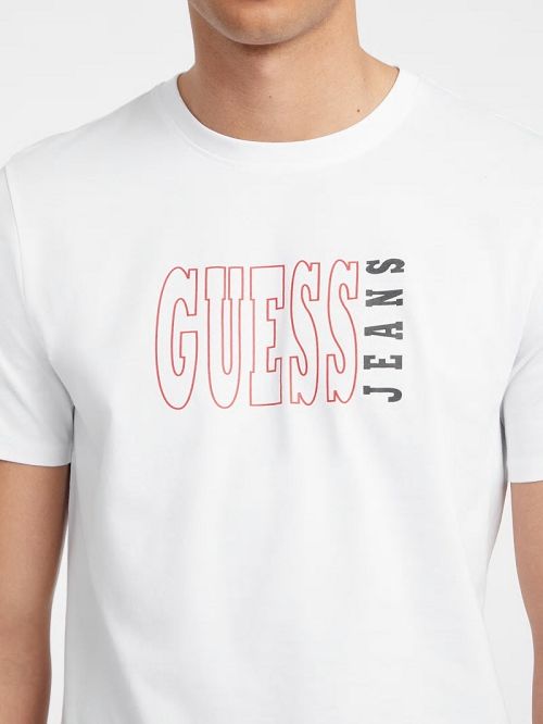 Guess Slim Outlined Logo Tee Wit | GUESS-SN30499