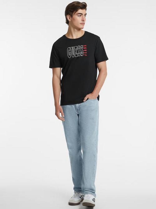 Guess Slim Outlined Logo Tee Zwart | GUESS-SN30569