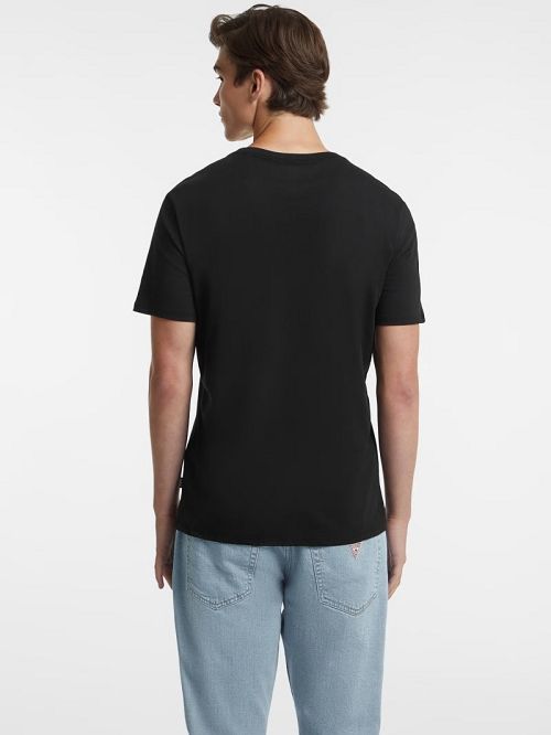 Guess Slim Outlined Logo Tee Zwart | GUESS-SN30569