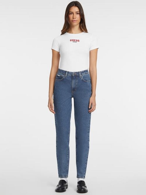 Guess Slim Rib-Knit Embroidered Tee Wit | GUESS-SN27180