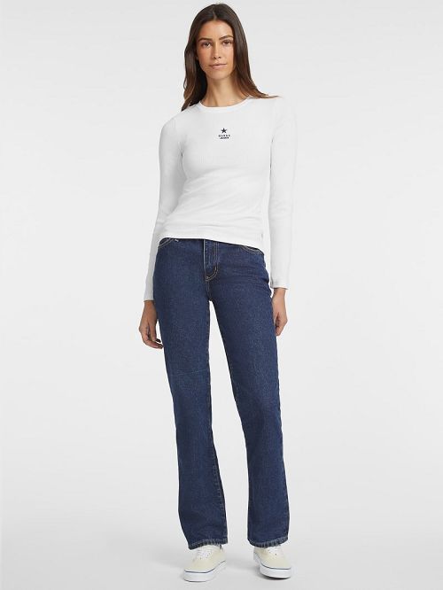Guess Slim Rib-Knit Star Tee Wit | GUESS-SN27485