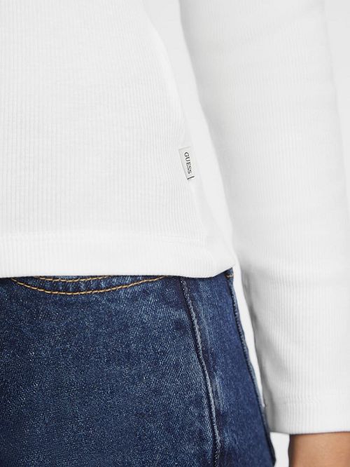 Guess Slim Rib-Knit Star Tee Wit | GUESS-SN27485