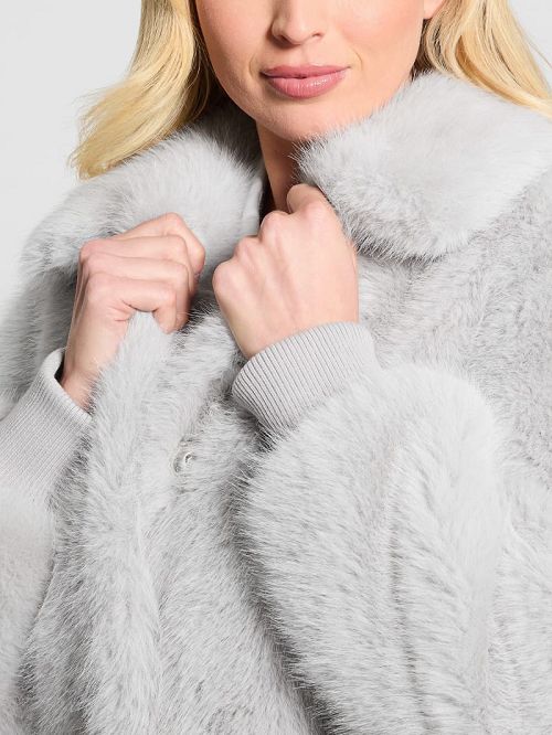 Guess Soave Faux-Fur Flight Jacket Grijs | GUESS-SN27934