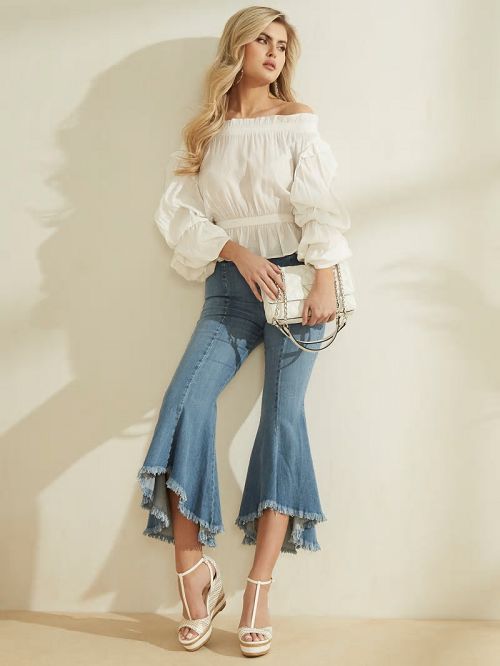 Guess Sofia 1981 High-Rise Flared Jeans Blauw | GUESS-SN26554