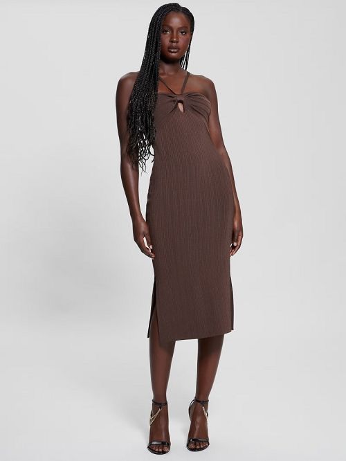 Guess Sofie Keyhole Sweater Dress Bruin | GUESS-SN27023