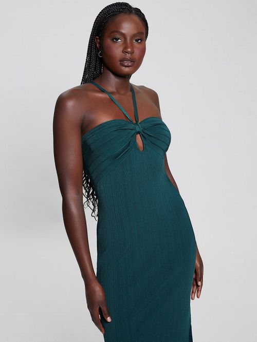 Guess Sofie Keyhole Sweater Dress Groen | GUESS-SN27034