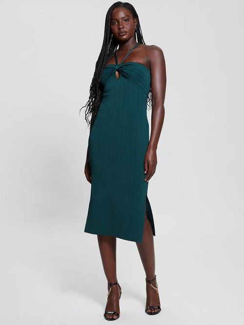 Guess Sofie Keyhole Sweater Dress Groen | GUESS-SN27034