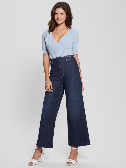 Guess Soft Bandage V-Neck Top Blauw | GUESS-SN27226