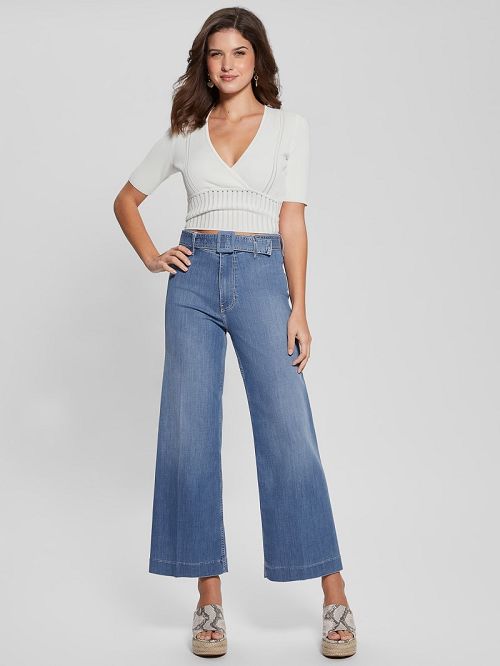 Guess Soft Bandage V-Neck Top Wit | GUESS-SN27475