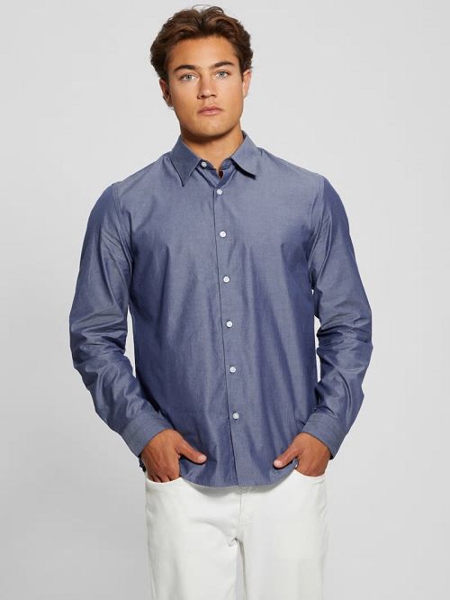 Guess Soft Chambray Shirt Blauw | GUESS-SN31096