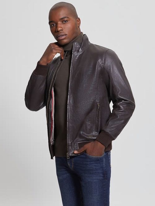 Guess Soft Leather Jacket Bruin | GUESS-SN30878