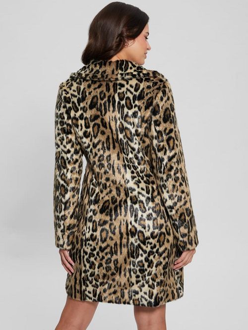 Guess Solange Leopard Faux-Fur Coat Multi | GUESS-SN28051