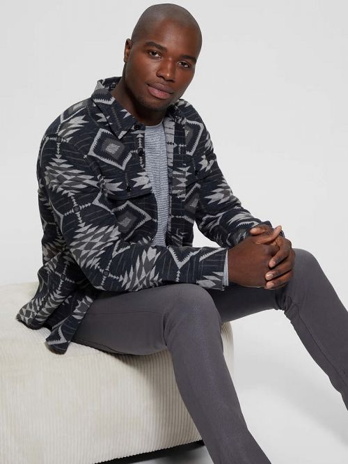 Guess Southwest Motif Jacquard Shirt Grijs | GUESS-SN31308