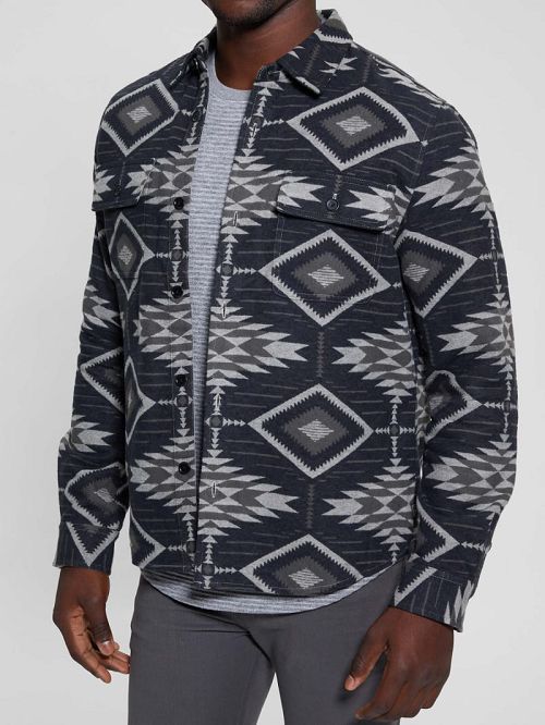Guess Southwest Motif Jacquard Shirt Grijs | GUESS-SN31308