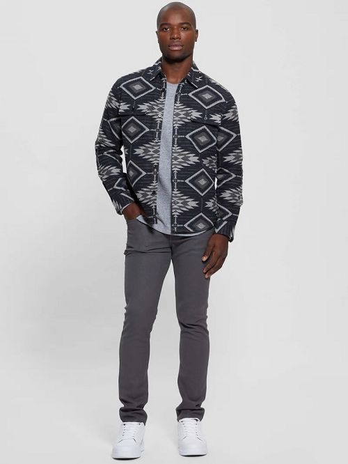 Guess Southwest Motif Jacquard Shirt Grijs | GUESS-SN31308
