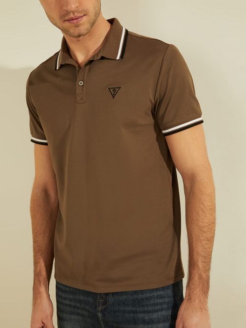 Guess Sports Pique Logo Polo Bruin | GUESS-SN31163