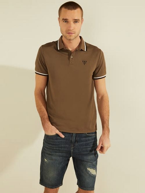 Guess Sports Pique Logo Polo Bruin | GUESS-SN31163