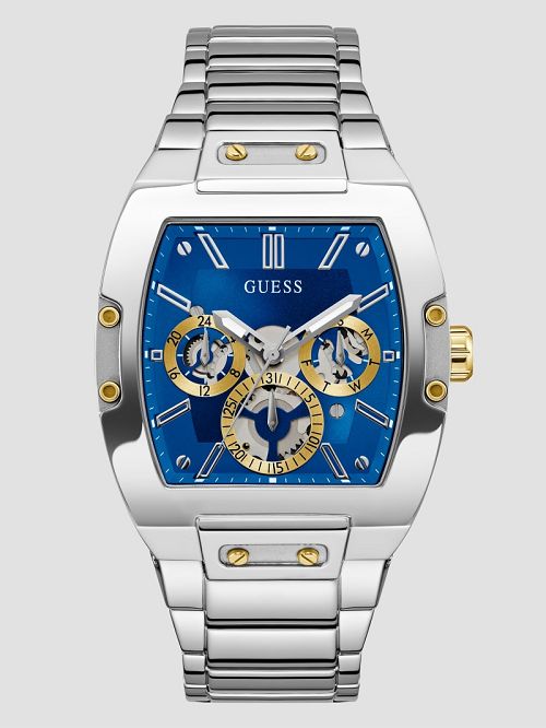 Guess Square Silver-Tone Multifunction Watch Zilver | GUESS-SN31668