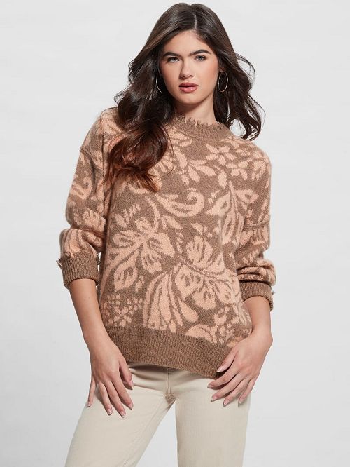 Guess Staci Floral Sweater Bruin | GUESS-SN27294