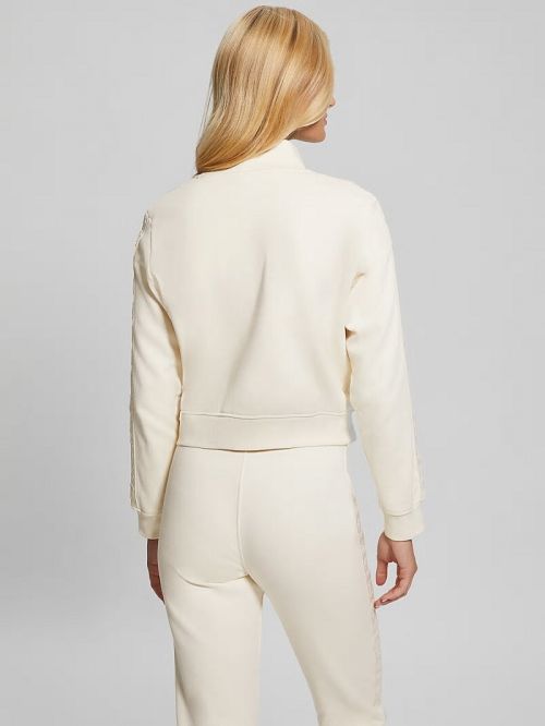 Guess Stacie Logo-Tape Zip Sweatshirt Wit | GUESS-SN28413