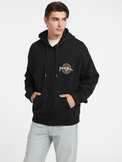 Guess Stamp Logo Hoodie Zwart | GUESS-SN31016
