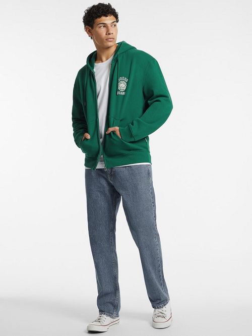 Guess Stamp Logo Zip-Up Hoodie Groen | GUESS-SN30918