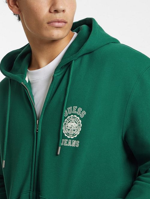 Guess Stamp Logo Zip-Up Hoodie Groen | GUESS-SN30918