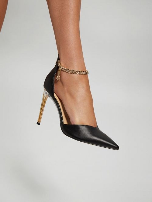Guess Stefany G-Chain Ankle Strap Pumps Zwart | GUESS-SN29820