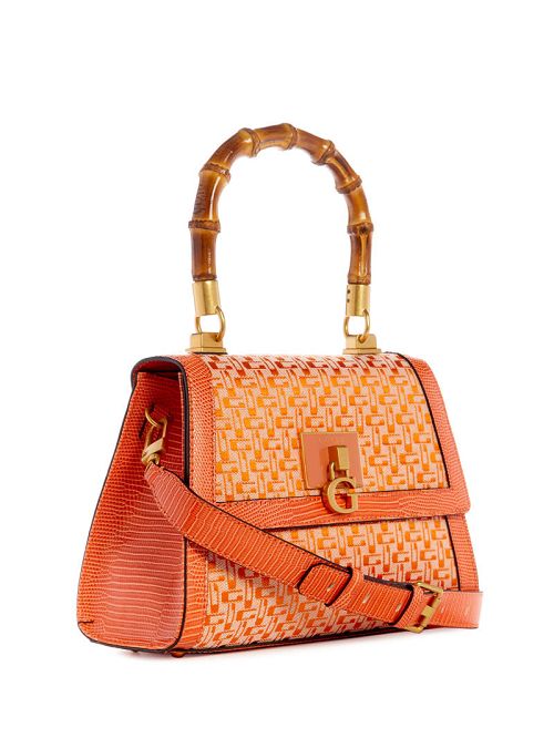 Guess Stephi Bamboo Fold-Over Satchel Oranje | GUESS-SN28945