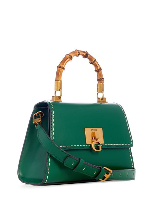 Guess Stephi Bamboo Handle Mini Satchel Groen | GUESS-SN29197