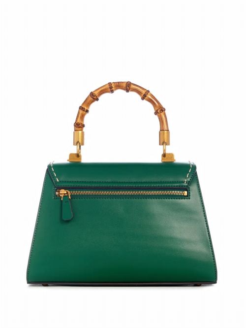 Guess Stephi Bamboo Handle Mini Satchel Groen | GUESS-SN29197