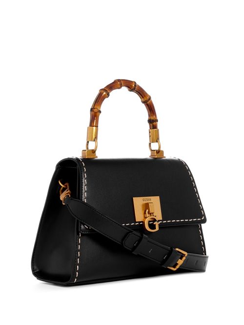 Guess Stephi Bamboo Handle Mini Satchel Zwart | GUESS-SN29229