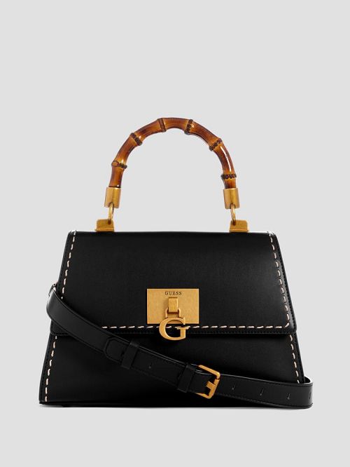 Guess Stephi Bamboo Handle Mini Satchel Zwart | GUESS-SN29229