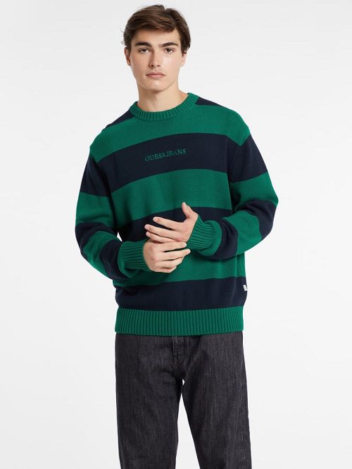 Guess Striped Embroidered Logo Sweater Multi | GUESS-SN30908