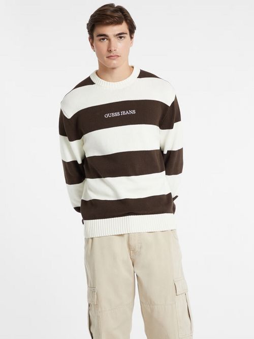 Guess Striped Embroidered Logo Sweater Multi | GUESS-SN30910