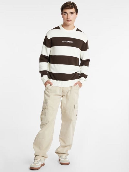 Guess Striped Embroidered Logo Sweater Multi | GUESS-SN30910