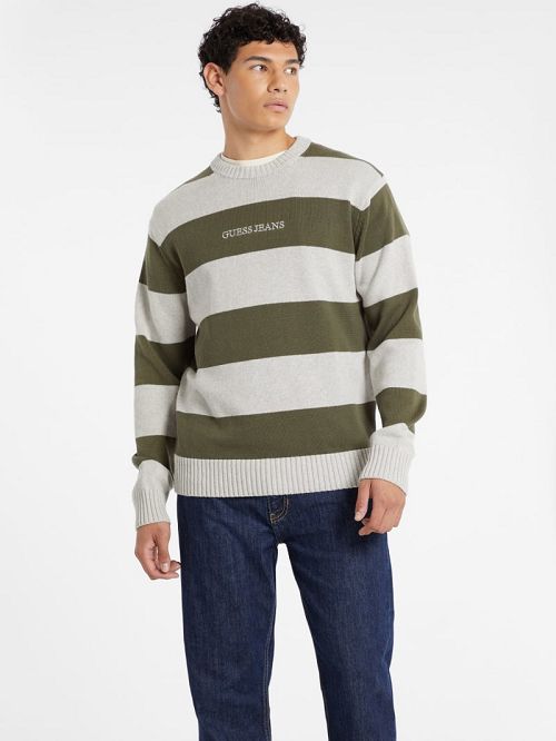 Guess Striped Embroidered Logo Sweater Multi | GUESS-SN30999